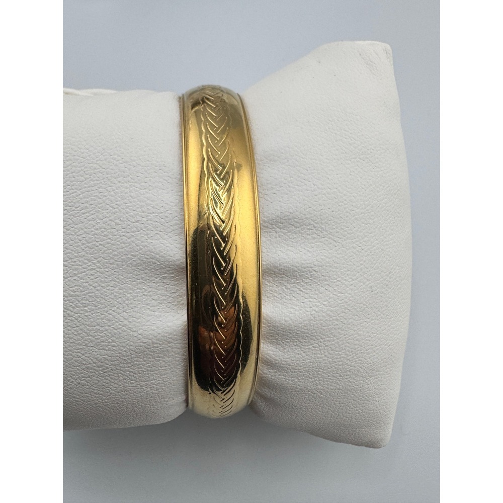 14K‎ Gold Plated Braided Wheat Cuff Bracelet Polished Engraved Bangle Jewelry
